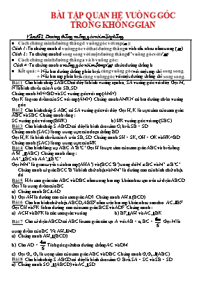Bài tập tự luận Hình học 11 - Quan hệ vuông góc trong không gian